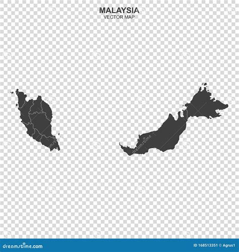 Political Map Of Malaysia Isolated On Transparent Background Stock