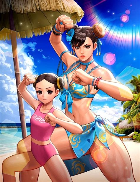 Chun Li And Li Fen On The Beach Kof All Star X Street Fighter Collab Artwork Streetfightergirls
