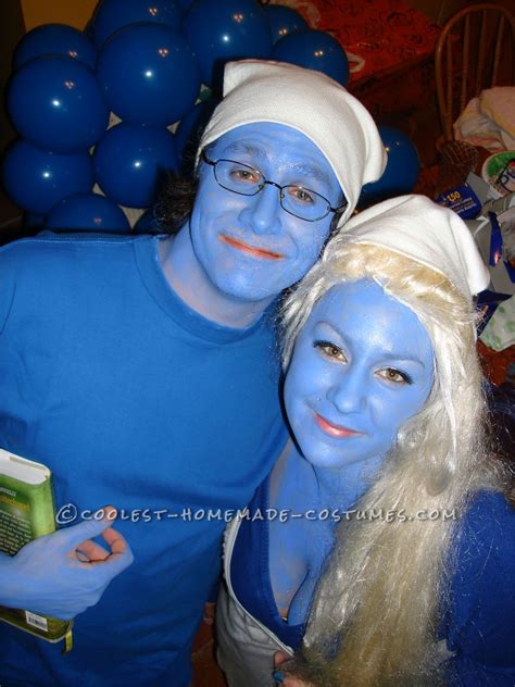 Homemade Smurf And Smurfette Couple Halloween Costume