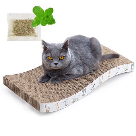Emust Cat Scratching Pad Durable Curved Cat Cardboard Scratcher With