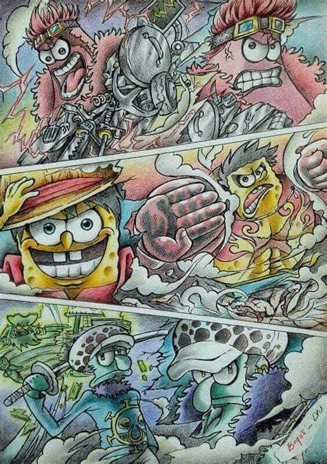 Spongebob As Dangerous Trio Onepiece One Piece Manga One Piece Meme