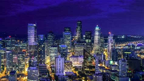 Download Wallpaper 1920x1080 Night City Buildings Lights Skyscrapers