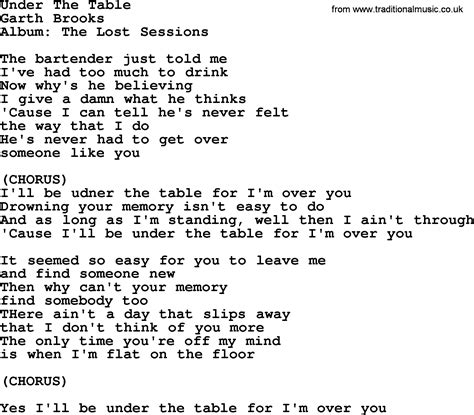 under the table by garth brooks lyrics