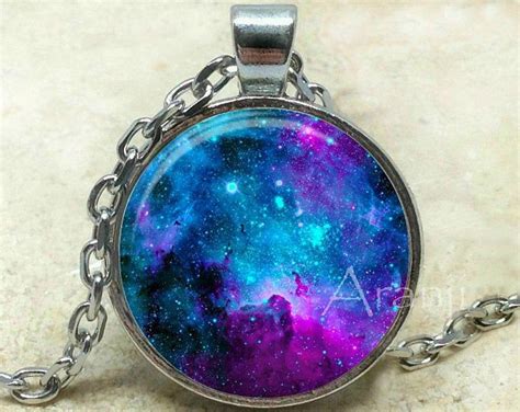 Turquoise Nebula Necklacenebula Jewelrynebula Pendantgalaxy Etsy In