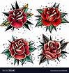 set of four oldschool tattoo roses on a white background. Download a ...