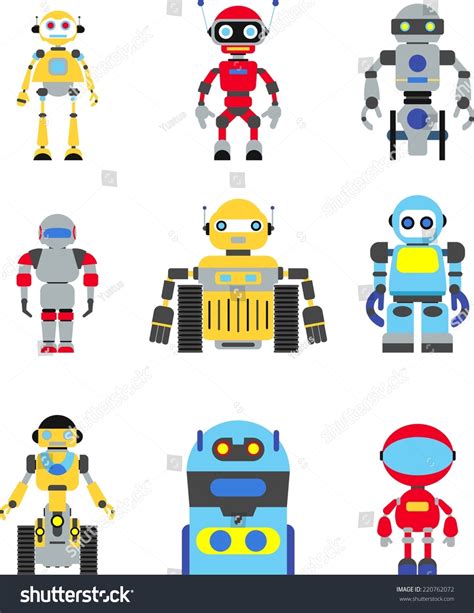 Abstract Robots Set Isolated On White Stock Vector Royalty Free