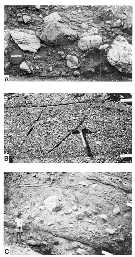 Examples Of Ancient Debris Flow Deposits A Lower Part Of An