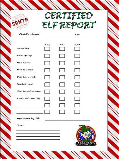 Elf Behavior Report Pdf Inspired By Elf On A Shelf On Etsy