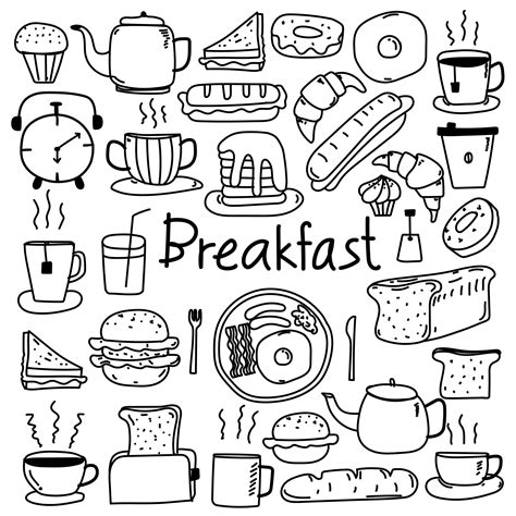 Hand Drawn Clipart Doodles Clip Art Breakfast Clipart Food Etsy My