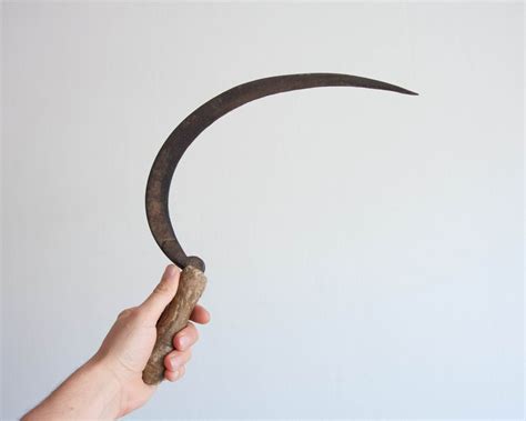 Primitive Hand Sickle Wooden Harvest Tool With Steel Blade