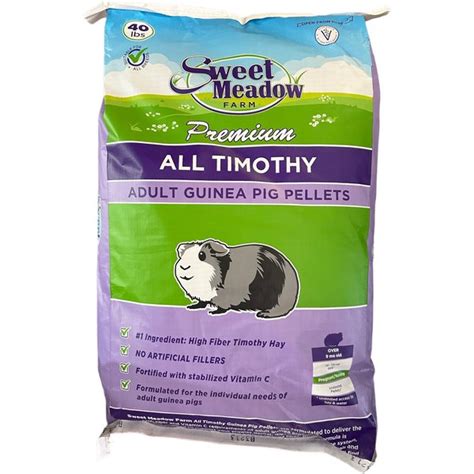 Sweet Meadow Farm Premium Timothy Pellets Adult Guinea Pig Food 40 Lb
