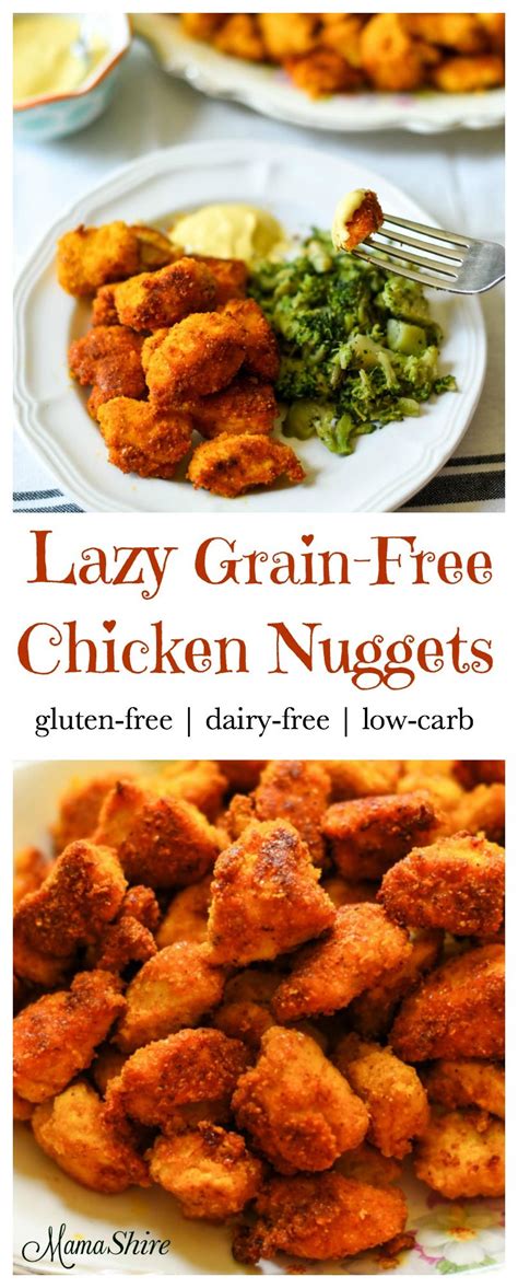 I made them for my boyfriend with some corn on the cob as a side. Lazy Grain-Free Chicken Nuggets | Recipe | Dairy free ...