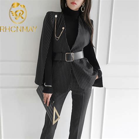 2021 2020 New Fashion Korean Pant Suits Women Formal Cape Blazer And