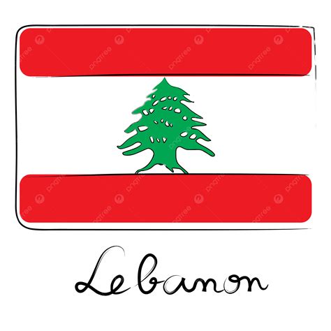 Lebanon Flag Doodle Black Brush Red Illustration Png Transparent