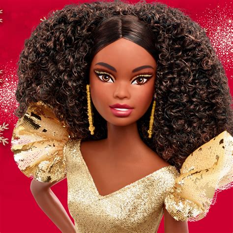 Best Buy Barbie Holiday Barbie Doll Brunette Curly Gold Ght