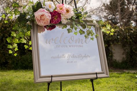 Wedding signage can make a big impact on your wedding day aesthetic, but it also serves a purpose. Wedding Welcome Mirror Welcome Mirror Sign Welcome Mirror