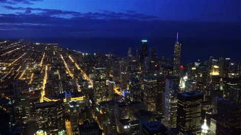 Aerial View Of Illuminated Chicago Stock Footage Video 100 Royalty
