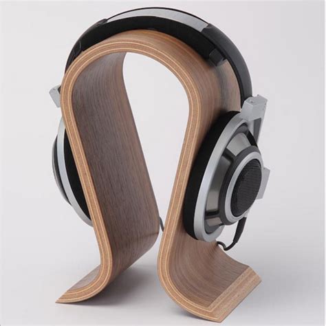 Classic Walnut Finish Wooden Headphone Headset Earphone Stand Holder