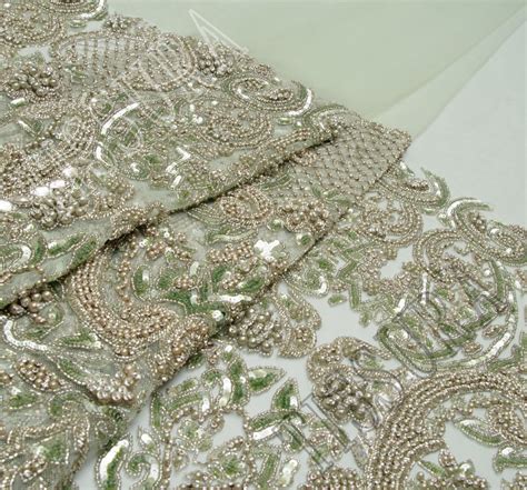 Embroidered Beaded Tulle Fabric Exclusive Fabrics From India Sku