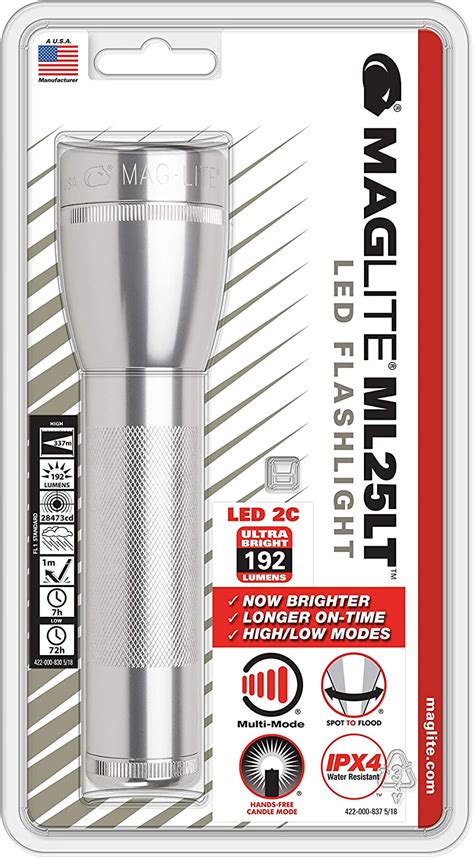 Maglite Ml25lt Led 2 Cell C Flashlight Silver