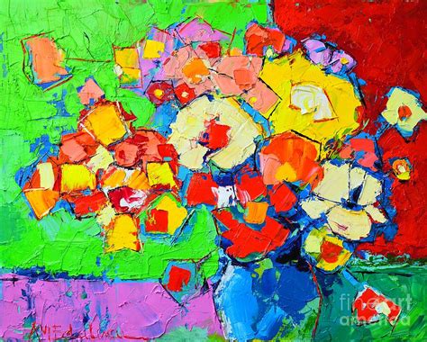 Abstract Colorful Flowers Painting By Ana Maria Edulescu