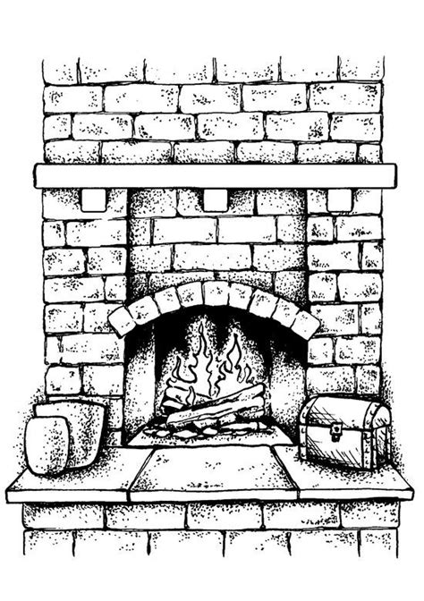 Fireplace Drawing Holiday Tags Brick Fireplace Adult Coloring Art