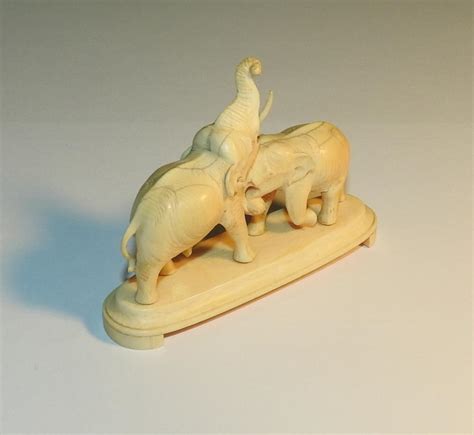 Lot A Stunning C1920 Carved Ivory Group Of Elephants 10cm Wide By 7cm
