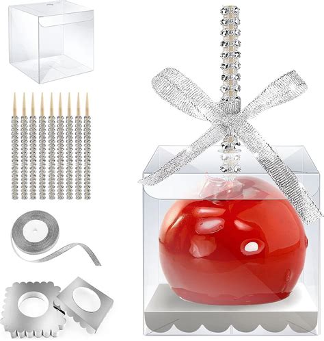Candy Apple Boxes With Bling Stick Hole Set And 50 Pcs Candy