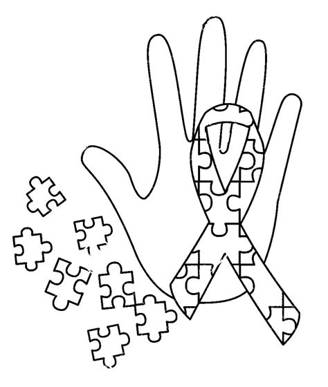 Ribbon For Autism Awareness Coloring Page Free Printable Coloring