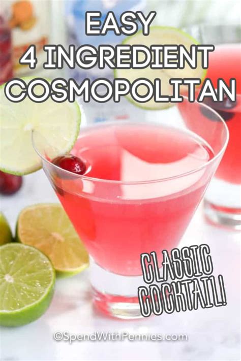 Classic Cosmopolitan Drink Recipe {4 Ingredients } Spend With Pennies