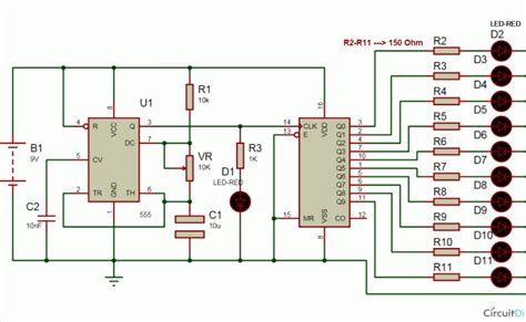 New Led Chaser Light Circuit 2022 Using Bc547 555 Timer Ic Otosection