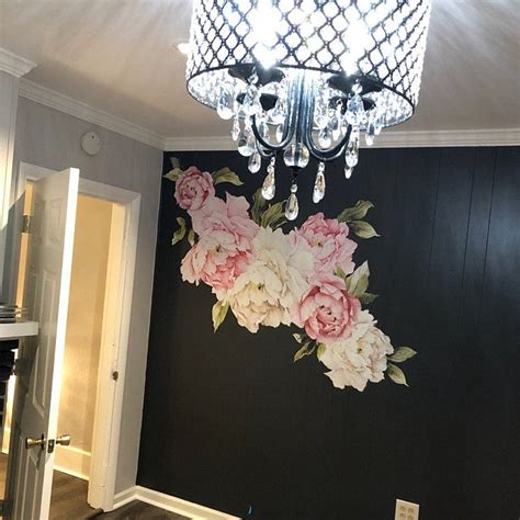 Soft Pink Peony Wall Decal Set Made From Removable Wallpaper Etsy