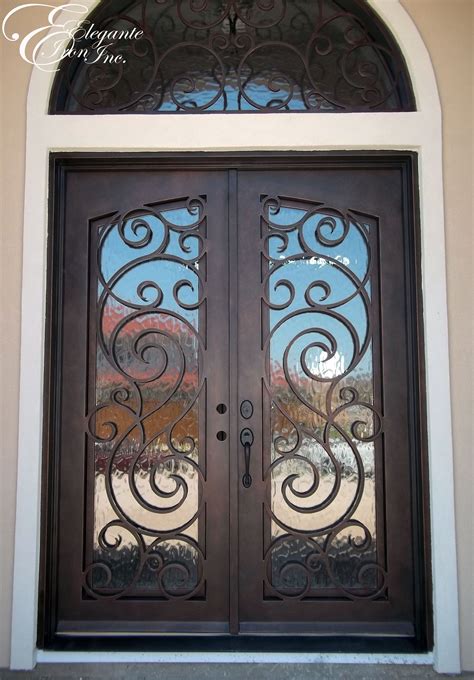 Custom Wrought Iron Front Door With Full Arch Transom Wrought Iron