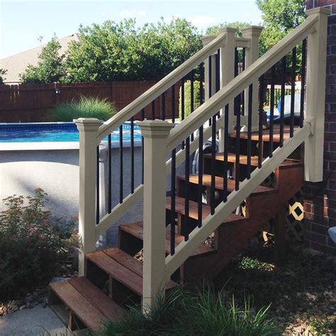 Atlantis rail specializes in cable railing but we also provide glass railing, attached ada handicap access rails and rail lighting options. Weatherables Vilano 3 ft. x H 6 ft. W Vinyl Khaki Stair Railing Kit-WKR-THDVA36-S6S | Railings ...