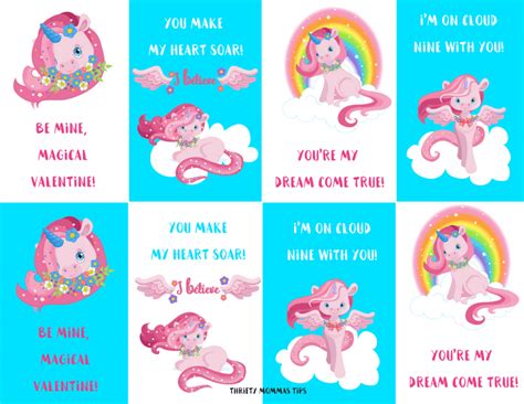 Prettiest Pink Unicorn Valentines Cards Printable — Thrifty Mommas Tips