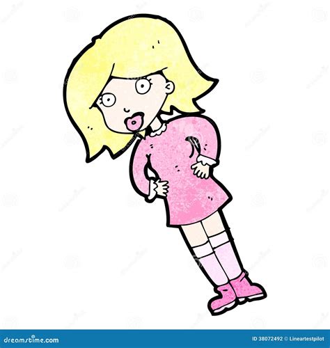 Cartoon Blond Woman With Hands On Hips Stock Illustration