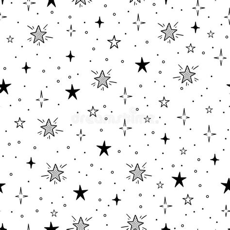 Line Star Glitter Shine Of Doodle Seamless Pattern Star Shine Glow