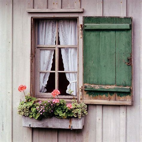 Rustic Cottage Window Green Shutters Cottage Windows Windows
