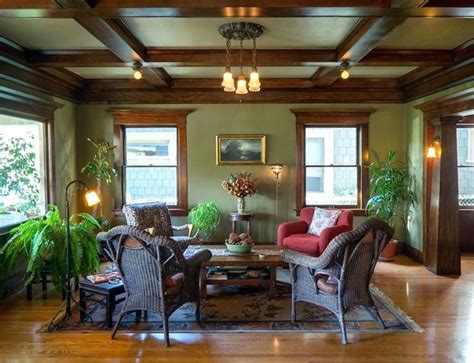 What paint colors work best with stained wood trim? Image result for paint colors that go with wood trim | Stained wood trim, Bungalow interiors ...