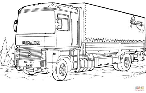 Semi Tractor Trailer Coloring Pages