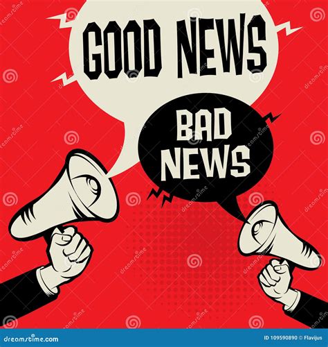 Megaphone Hand Business Concept Good News Versus Bad News Stock Vector