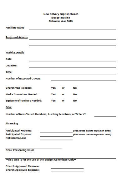 Free 6 Church Budget Forms In Pdf Excel