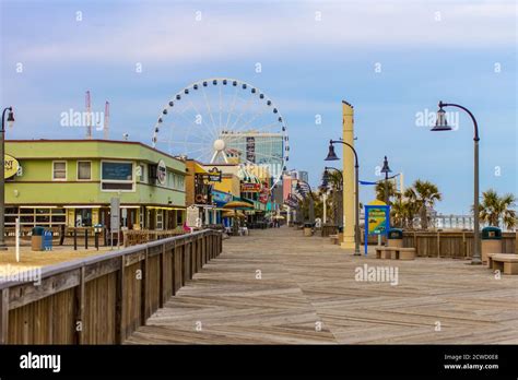 Myrtle Beach Boardwalk In The Downtown District Of The Atlantic Coastal