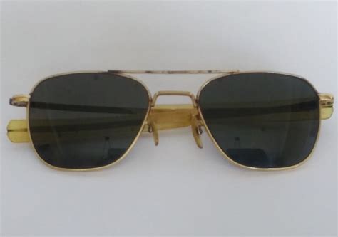 vintage american optical aviator pilot sunglasses ao 5 1 2 vietnam era gold fashion clothing