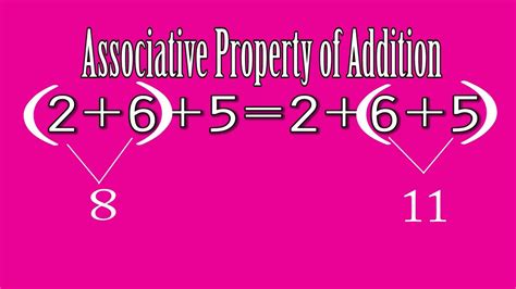 The numbers that are grouped within a parenthesis or bracket become one unit. Associative Property of Addition - YouTube