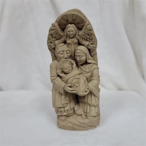 Carruth Studio Christmas Nativity Scene In Stone Plaque Art Angel Bird