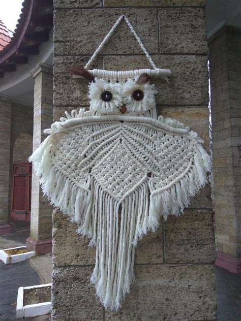 Macrame Wall Hangings Owl Wall Decor Art Handmade Boho Owl Etsy Macrame Patterns Macrame