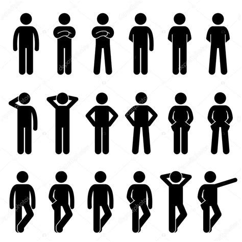 Various Basic Standing Human Man People Body Languages Poses Postures