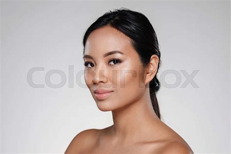 Beauty Portrait Of An Attractive Half Naked Asian Woman Stock Image Colourbox