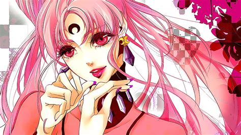 Ilustrasi Rambut Panjang Anime Gadis Anime Melihat Penonton Rambut Merah Muda Sailor Moon